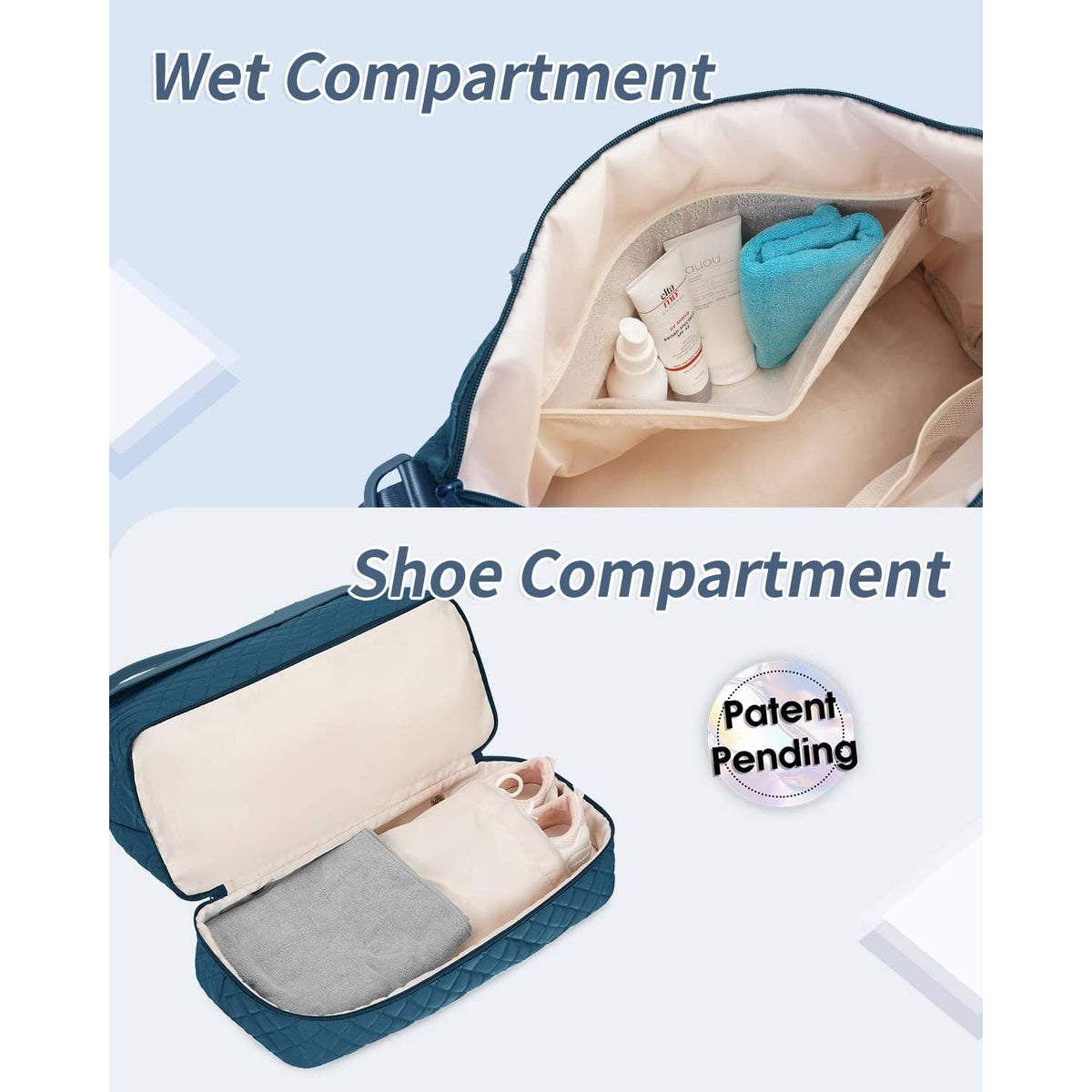 Airplane Approved Duffle Bag & Toiletry Bag Set 2 PCS: Black