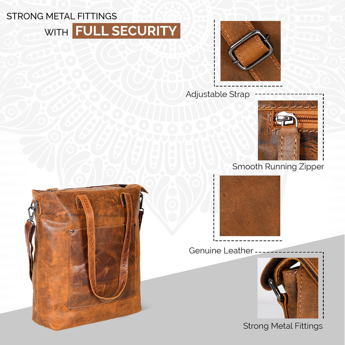 Classic Leather Tote Bag Bunbury Camal