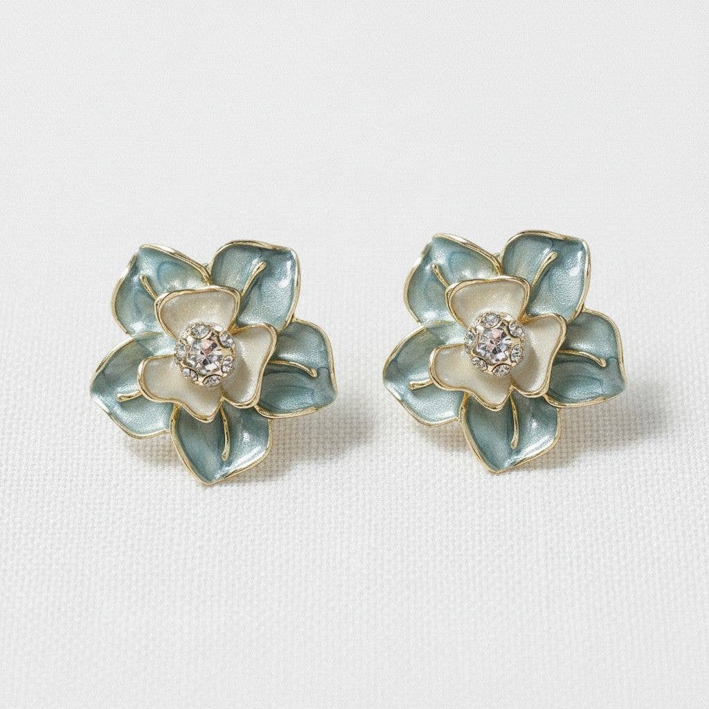 Camellia Pearl Stud Earrings