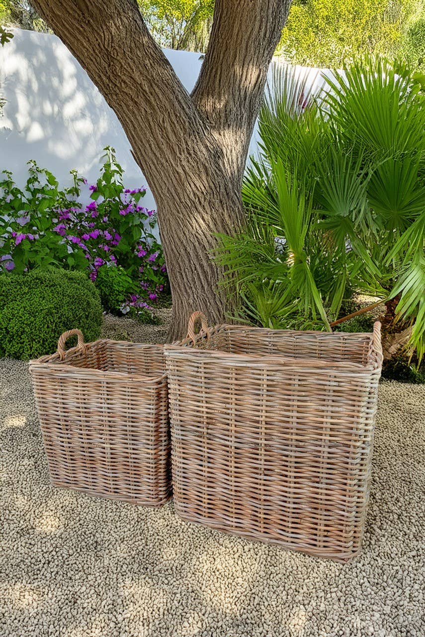 Square Grey Rattan Baskets