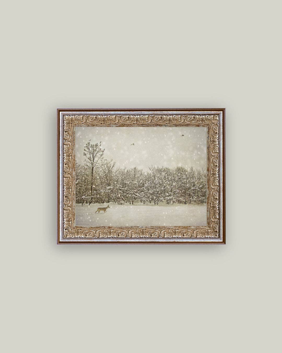 Winter Fawn Framed Antique Art | 10x8