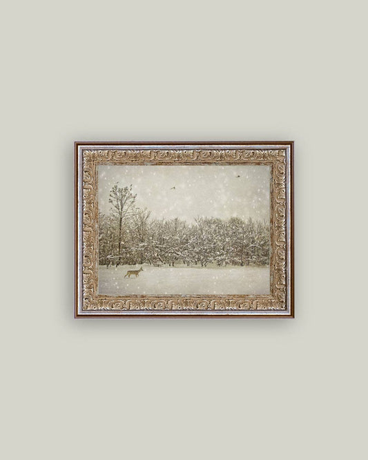 Winter Fawn Framed Antique Art | 10x8