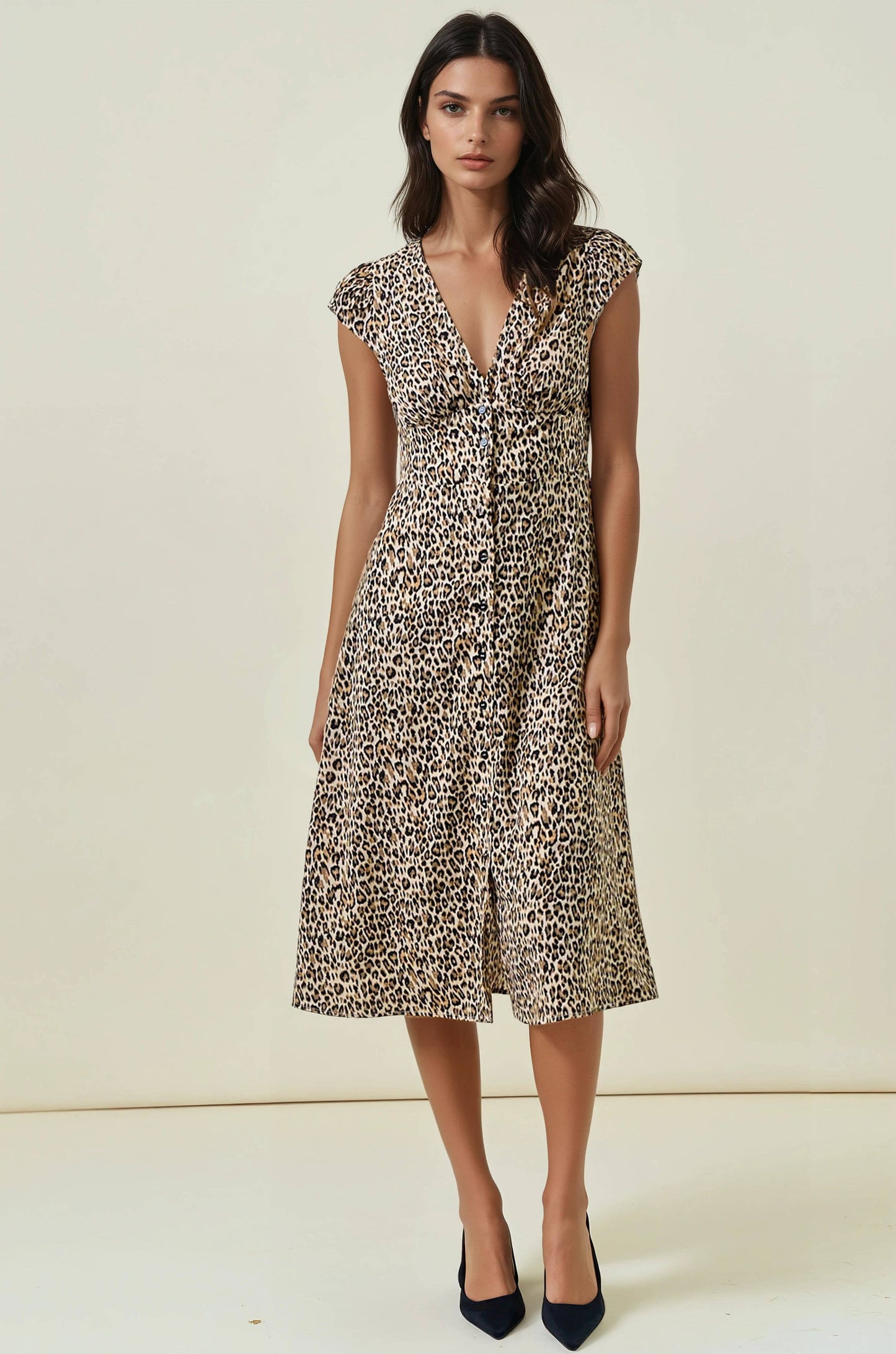 Wild Allure Button-Front Midi Dress