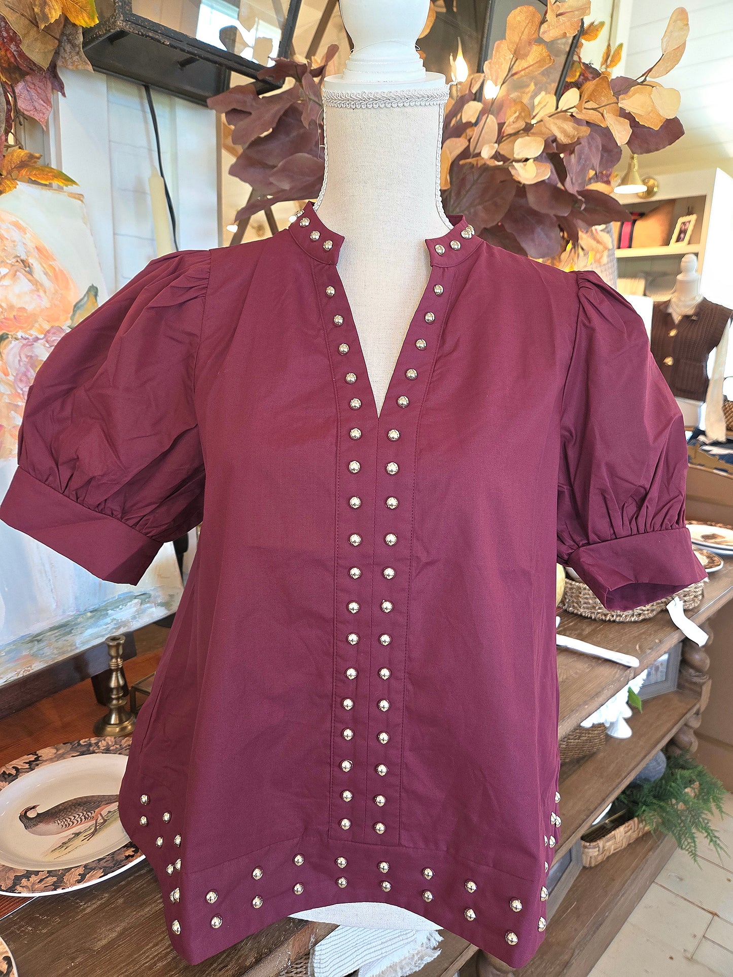 Garnet Stud Accent Blouse