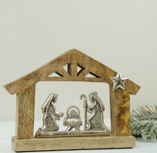 Wood & Aluminum Nativity | 10"