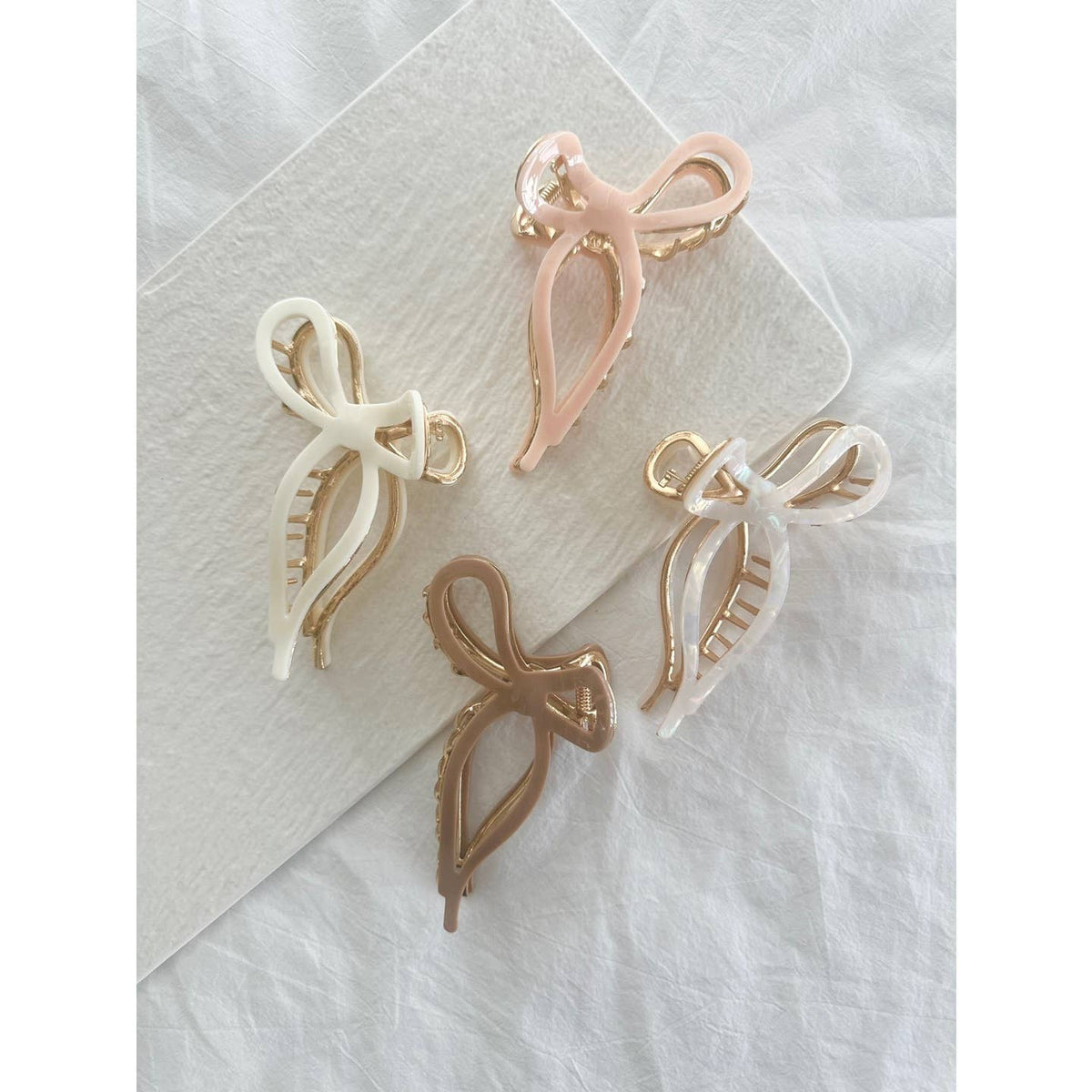 Bow Shaped Acetate and Metallic Hair Clip