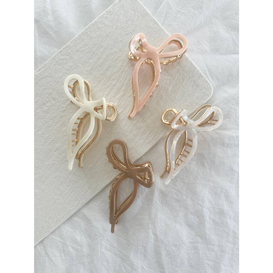 Bow Shaped Acetate and Metallic Hair Clip