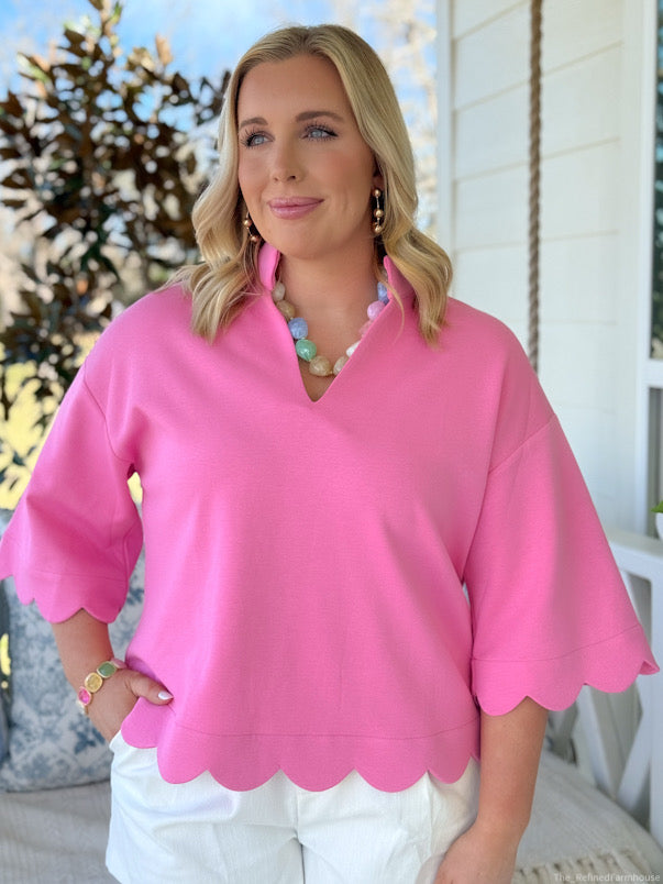 The Pink Estate Scallop Top