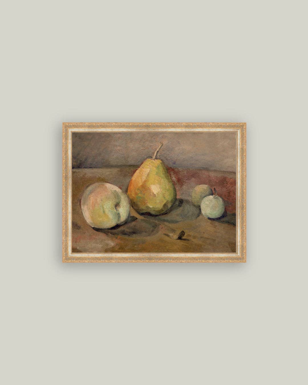 Pears and Apples Framed Antique Art: 12x10