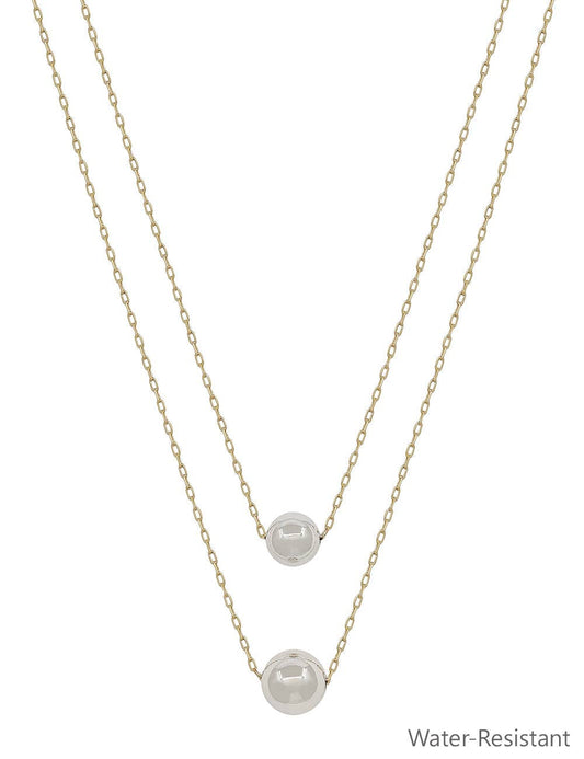 Water Resistant Double Layered Gold and Silver 10mm&12mm Ball 16"-18" Necklace