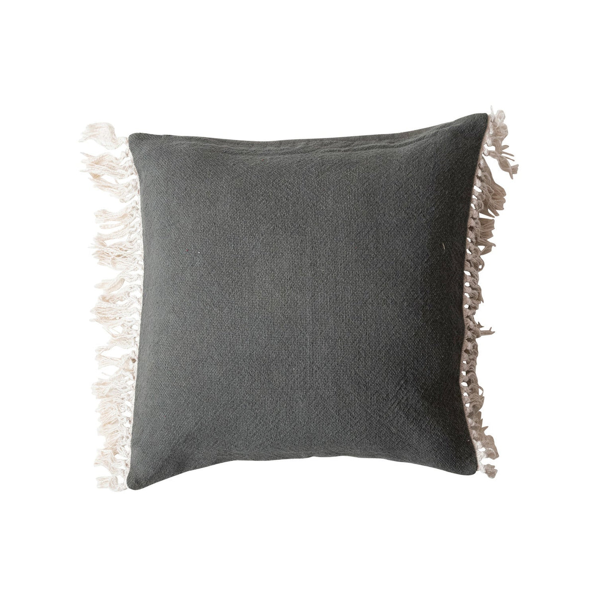 Natural 20" Square Cotton Fringe Pillow