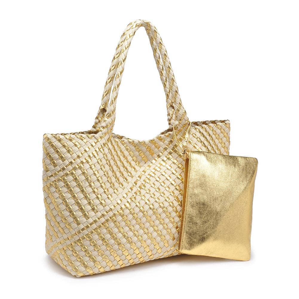 Solana Woven Tote: Gold Ivory