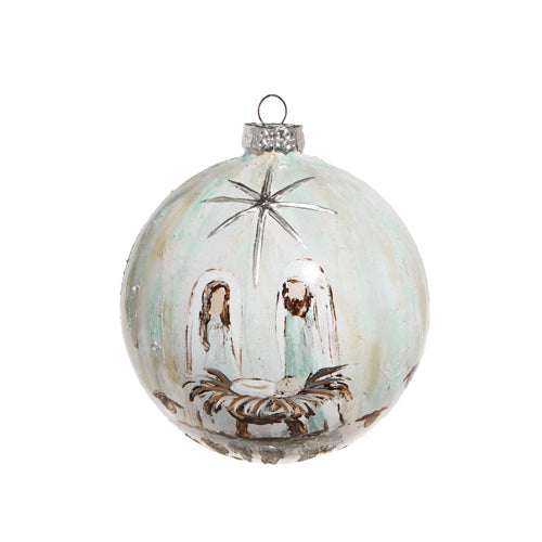 5" Holy Family Glass Ball Ornament