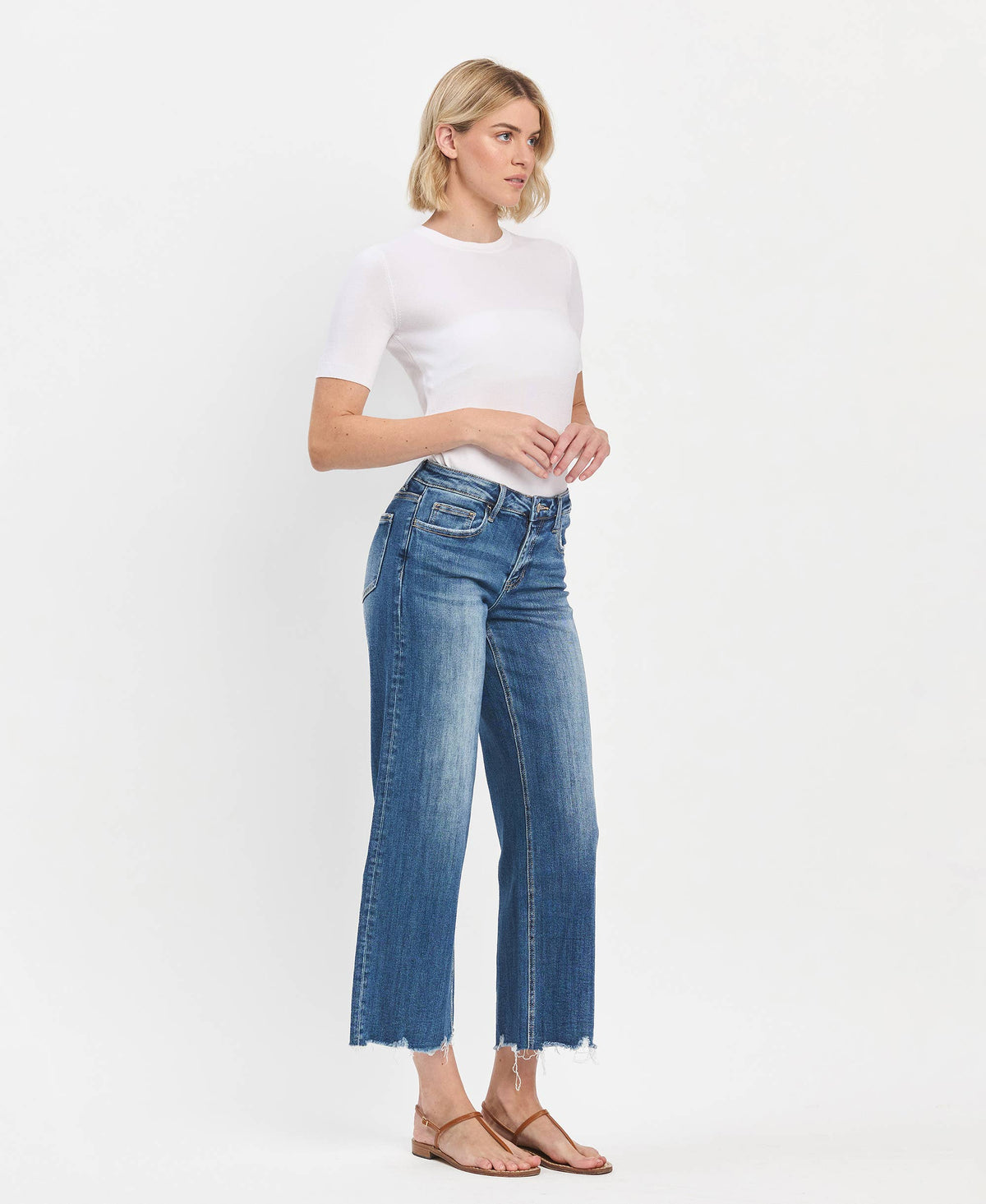 MID RISE RAW HEM WIDE JEANS-LOVERVET
