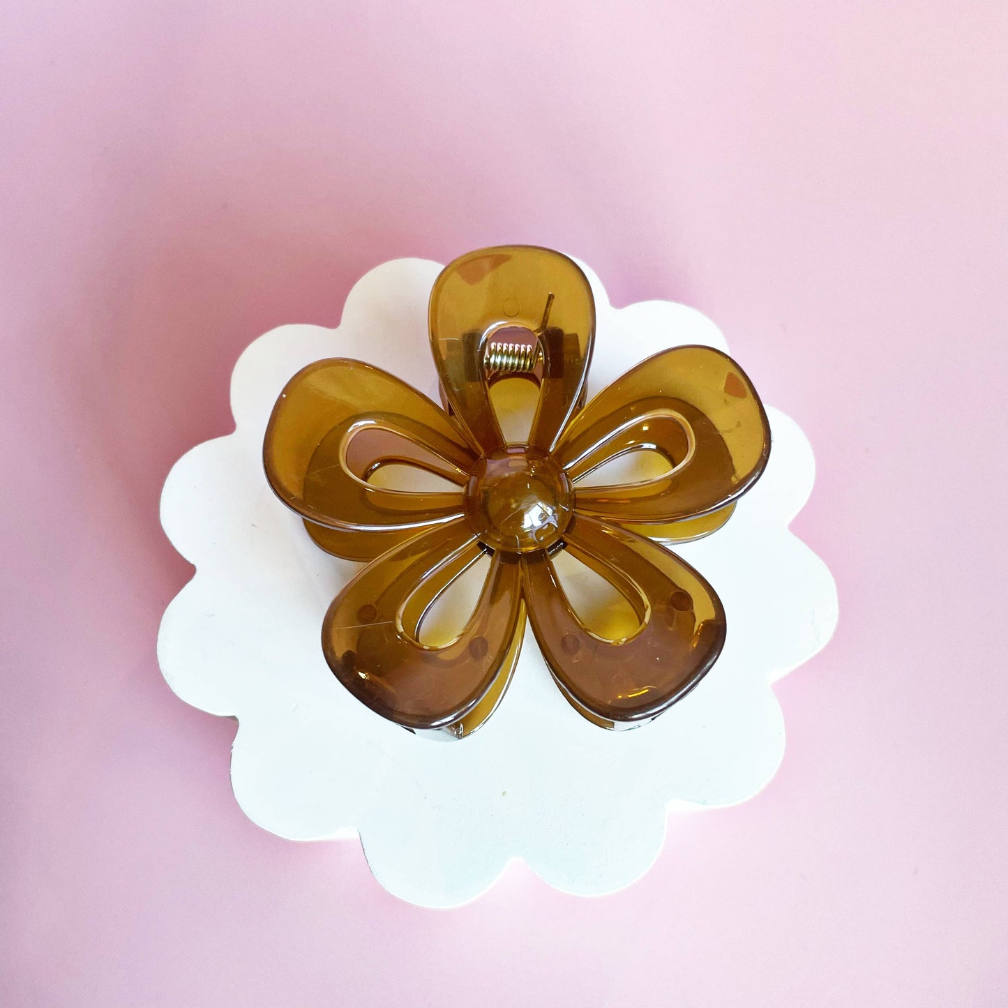 Clear Mocha Daisy Flower Claw Clip