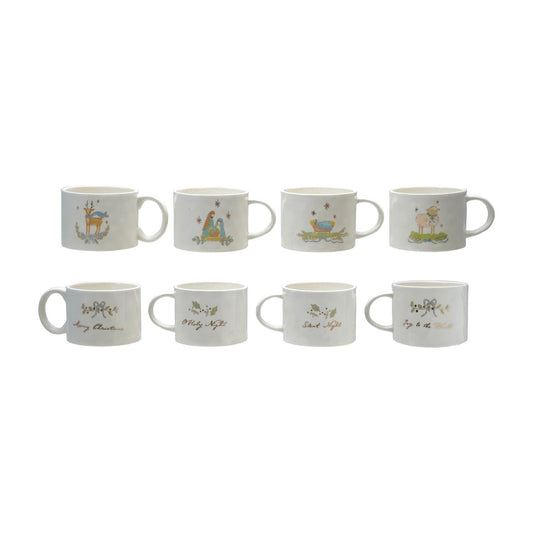 14 oz. Stoneware Mug with Gold Electroplating, 4 Styles