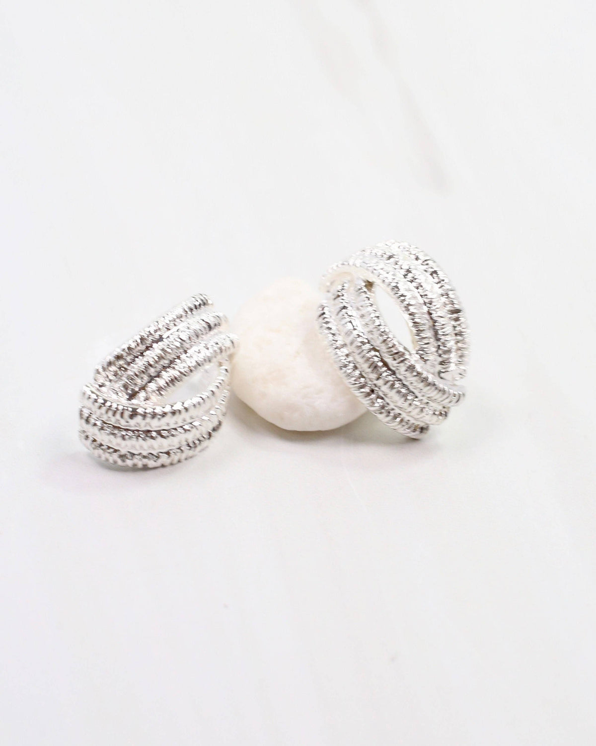 Brianne Brushed Textured Earring Silver