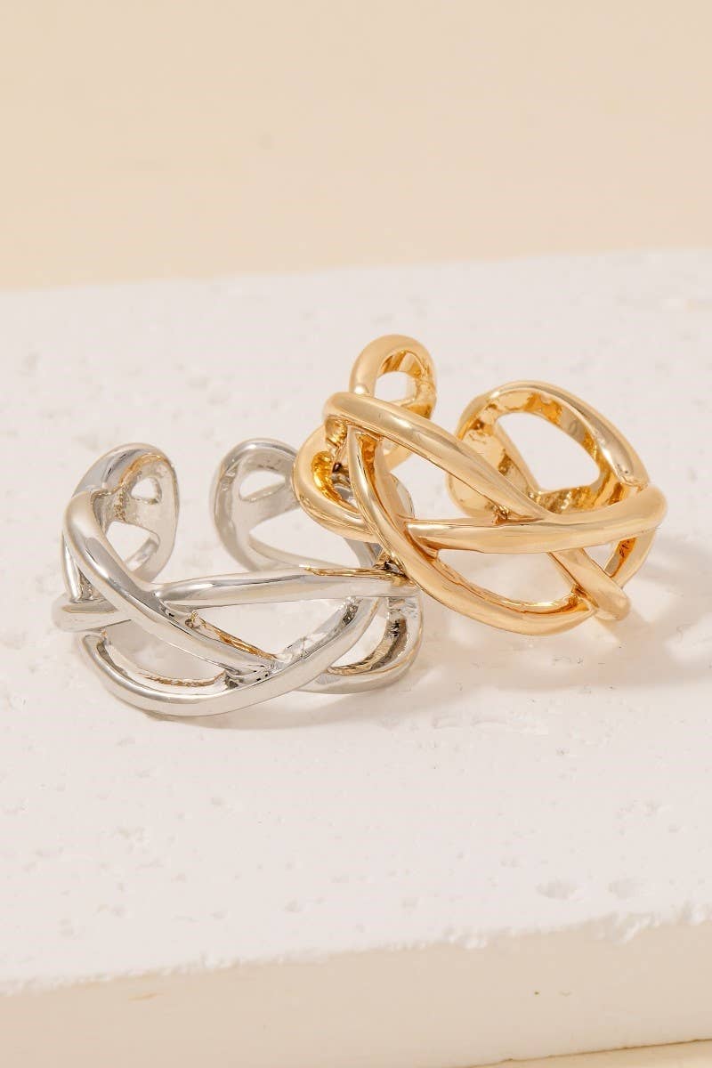Metallic Woven Open Band Ring: G