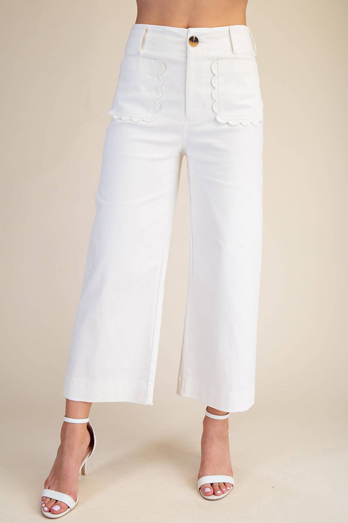 Colette Wide-Leg Scallop Pocket Pants