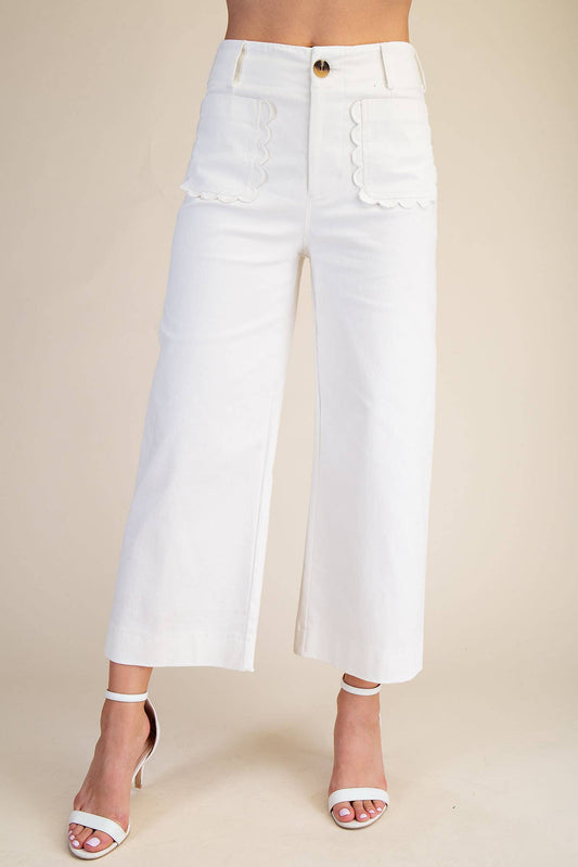 Colette Wide-Leg Scallop Pocket Pants