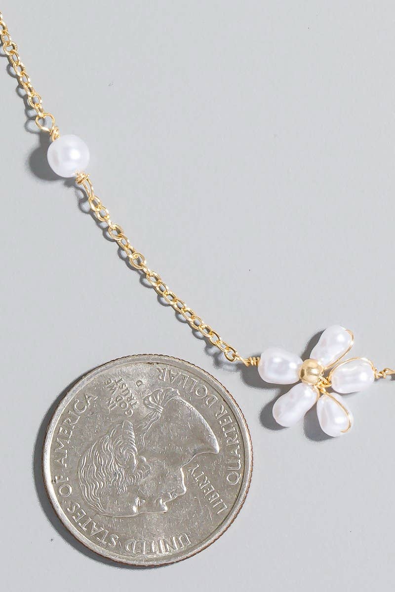 Mixed Pearl Beads Station Chain Necklace: GDCRM