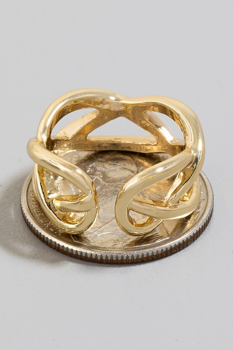 Metallic Woven Open Band Ring: G