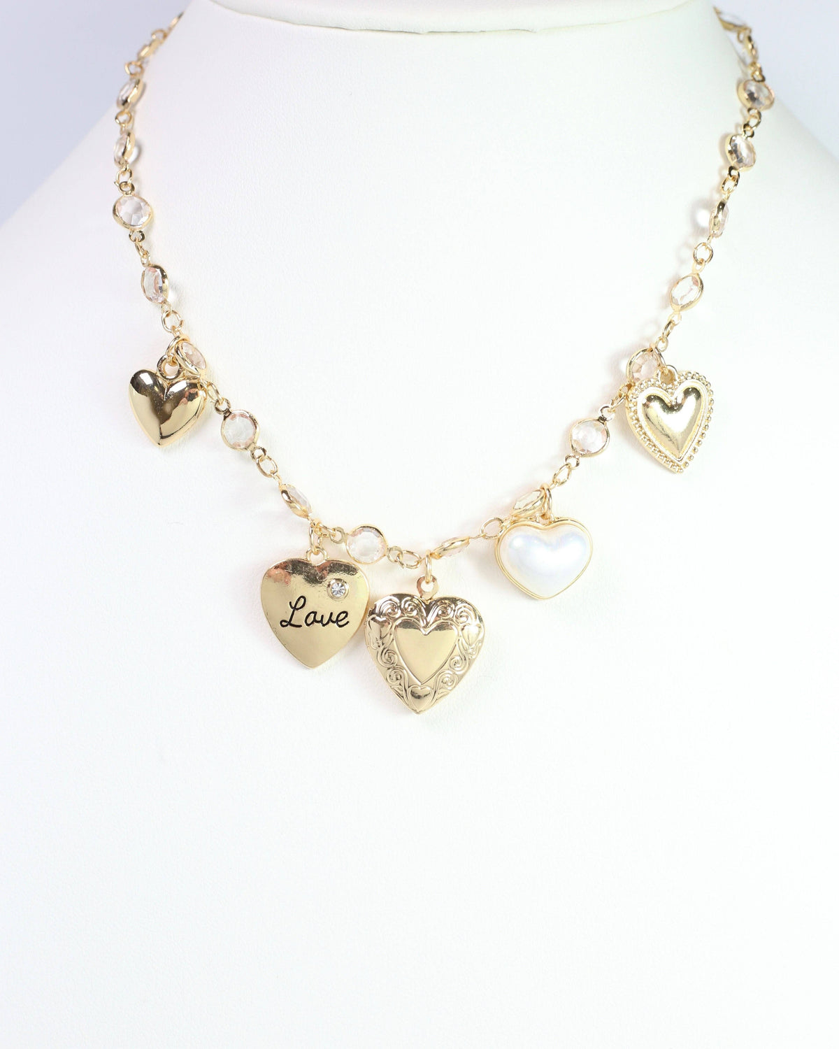 Mix It Up Heart Charm Necklace Gold