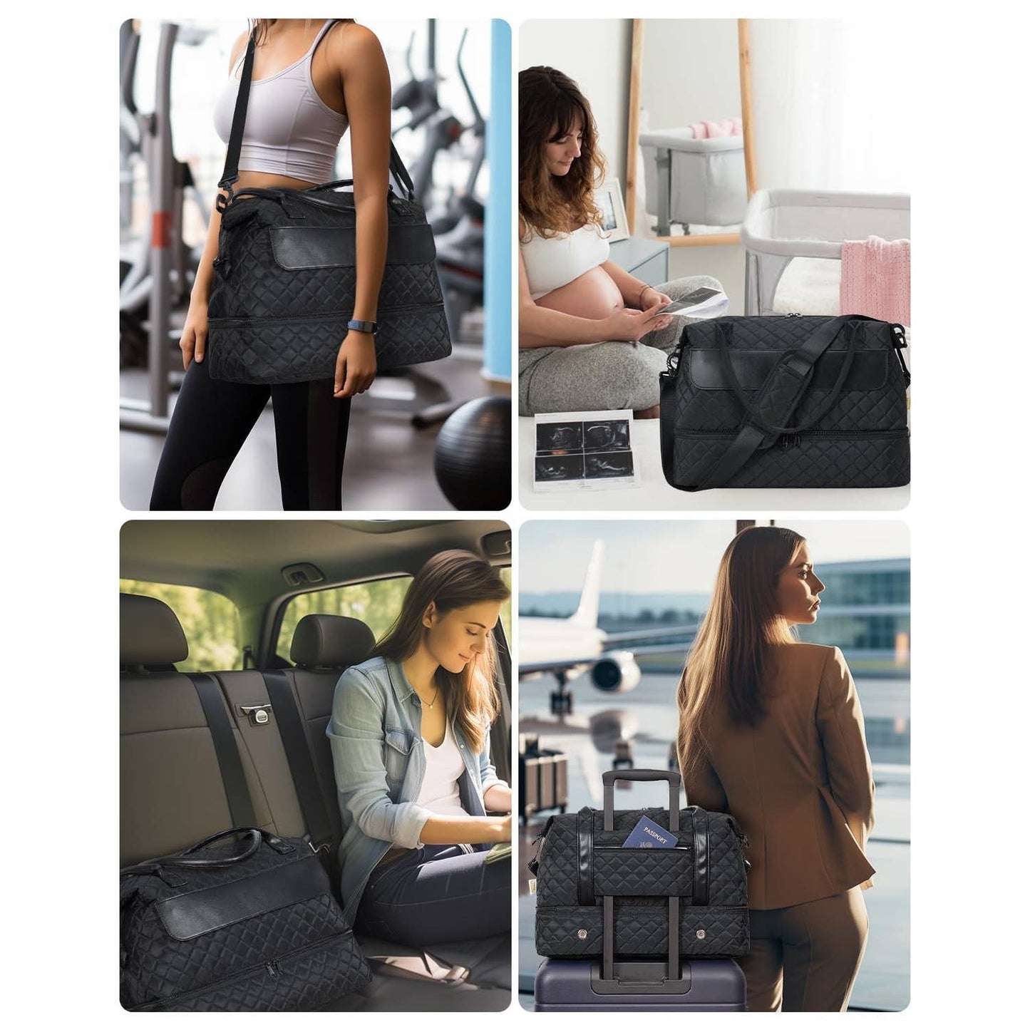 Airplane Approved Duffle Bag & Toiletry Bag Set 2 PCS: Black