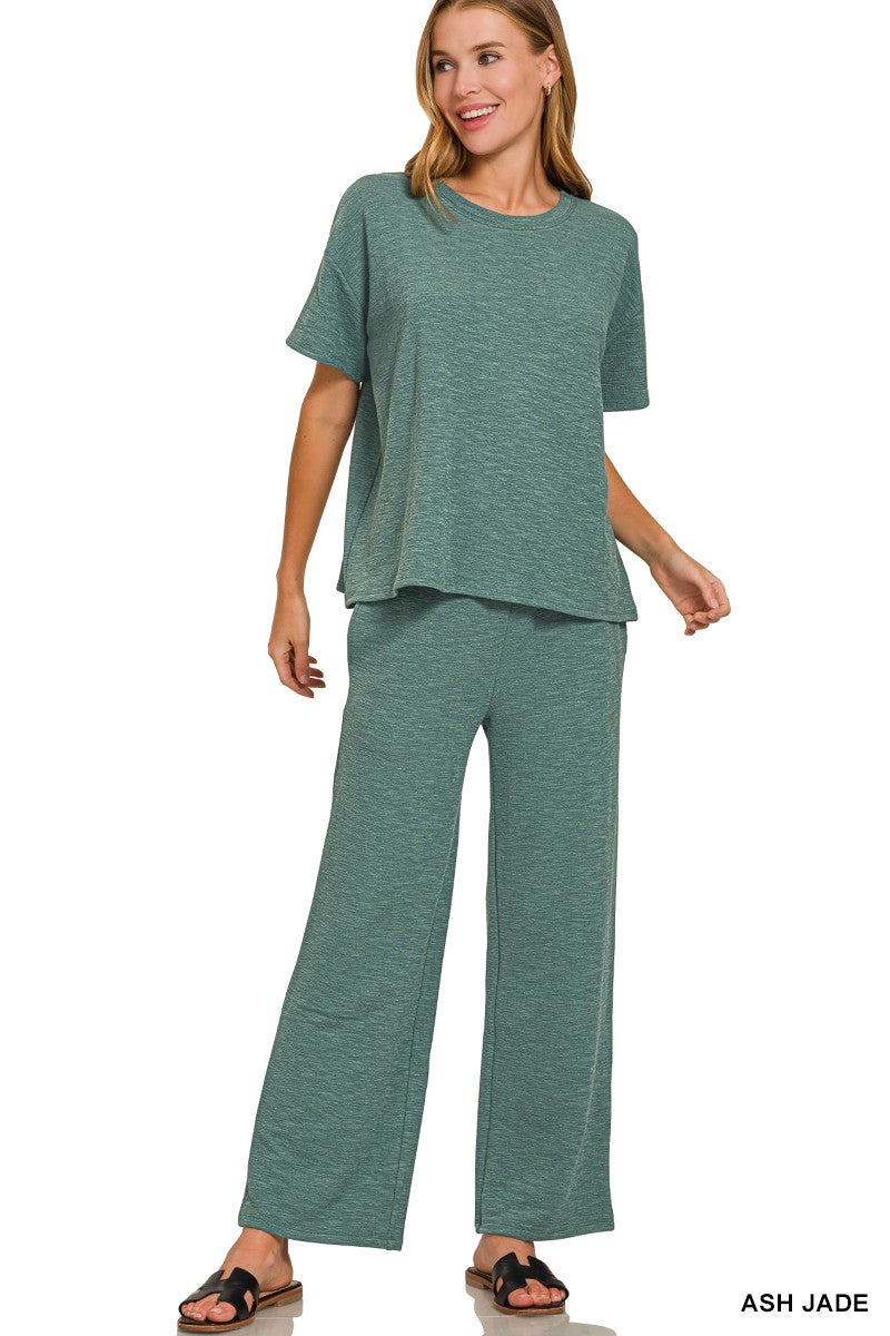 Slub Lounge Set - Ash Jade