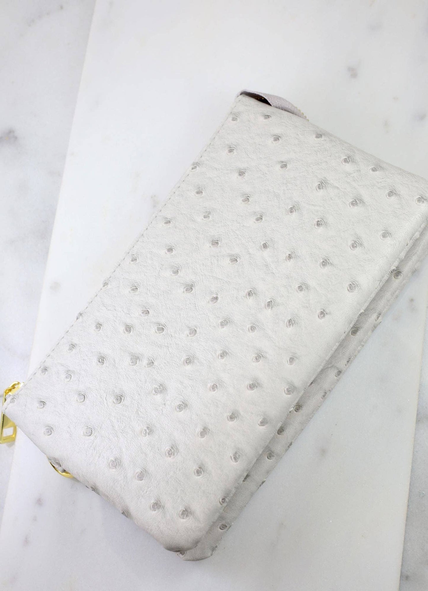 Ostrich Liz Crossbody LIGHT GRAY