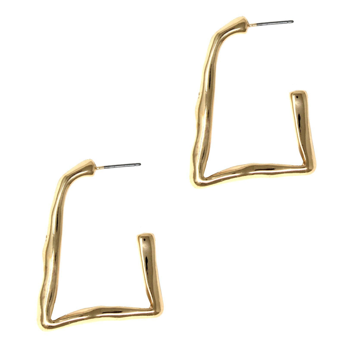 Hammered Square 2" Hoop Earring