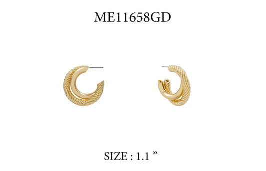 Gold Twisted 1" Hoop Earring