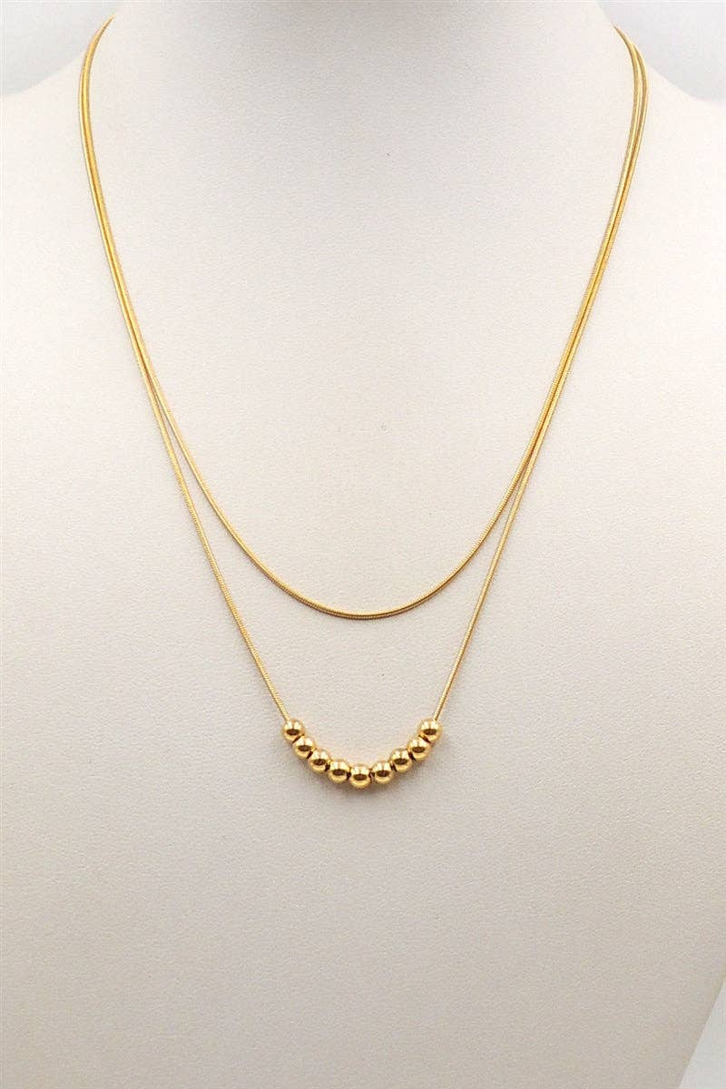 Stainless Steel Two Layered Ball Charm 16"-18" Necklace