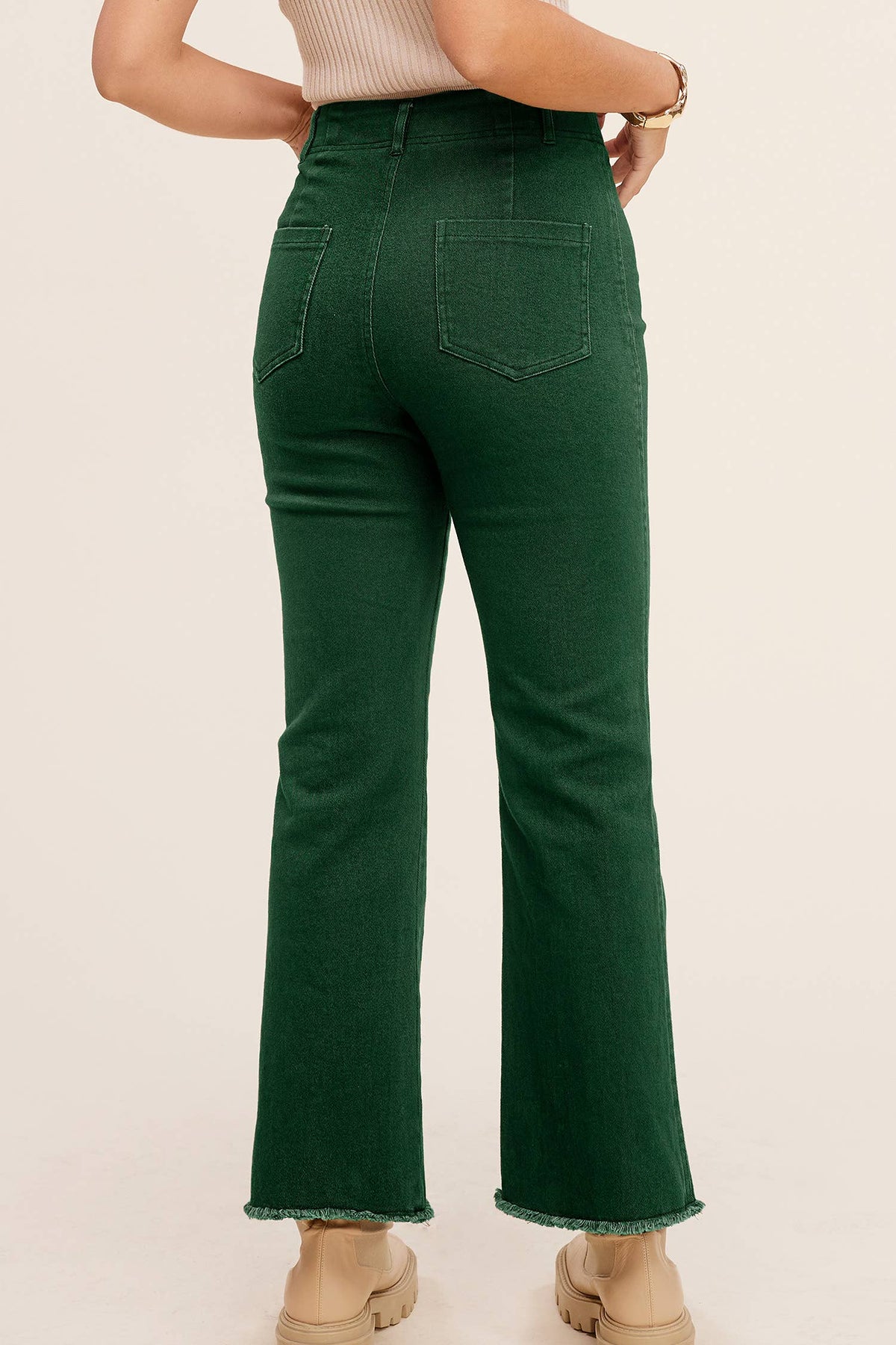 Forest Soft Washed Stretchy High Waisted Flare Pants
