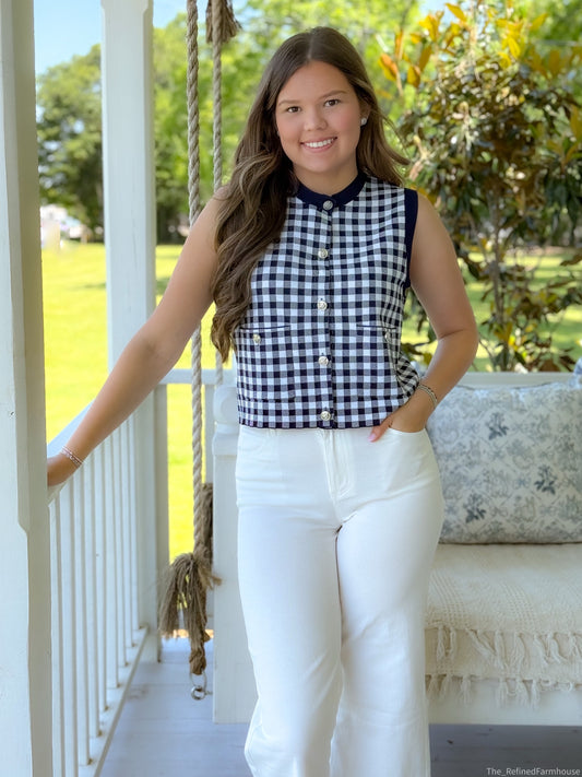 Harbor Check Knit Top