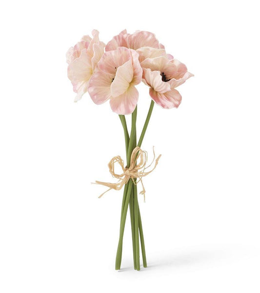 11 Inch Pink Real Touch Mini Poppy Bundle (6 Stems)