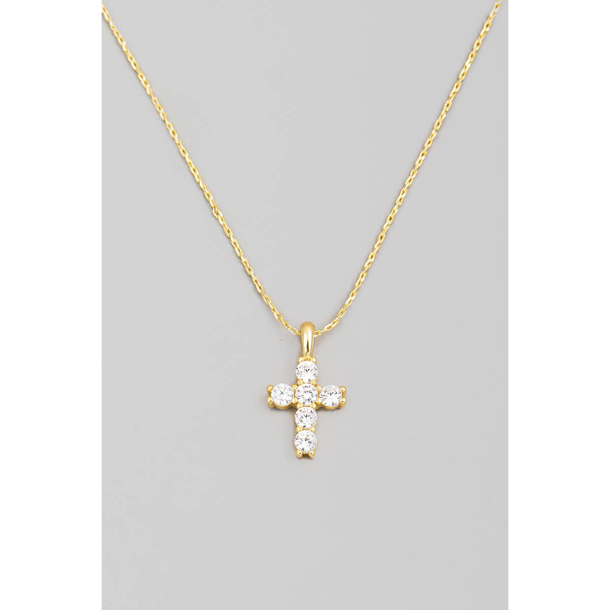Gold Dipped Studded Cross Pendant Necklace: G