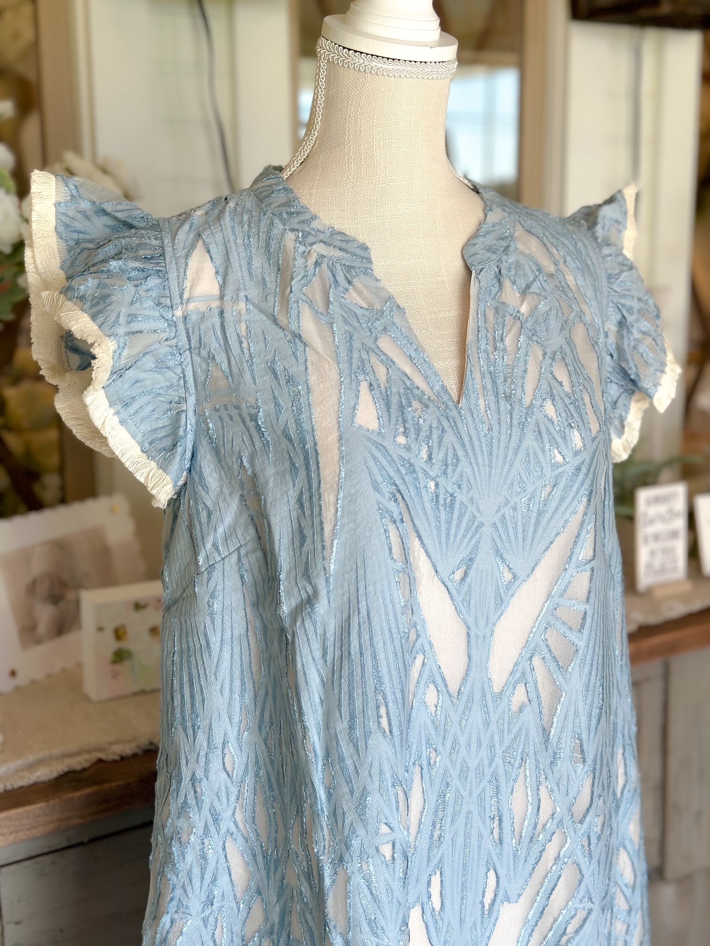 Fringe Detailed Burn Out Dress