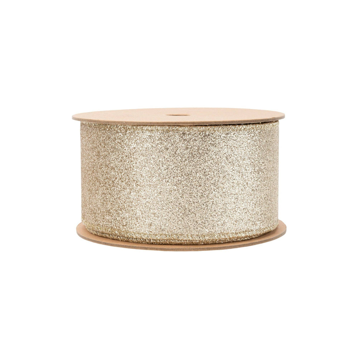 2 1/2" Wired Ribbon | Gold Glitter | 10 Yard Roll