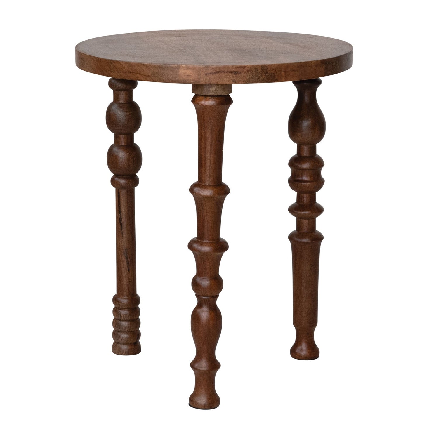 Mango Wood Side Table, Walnut Finish