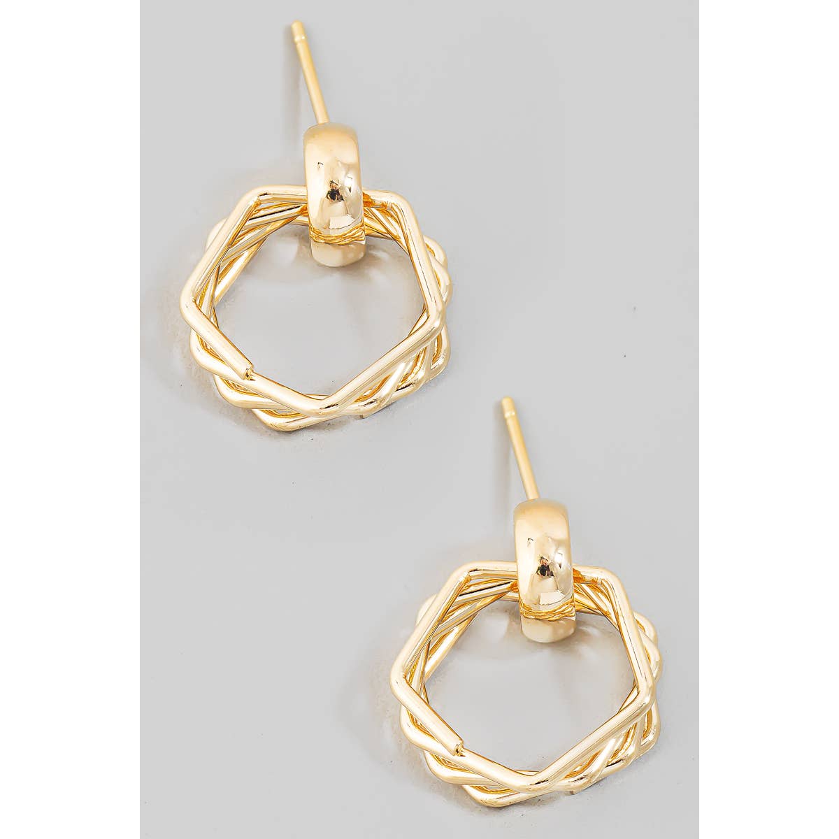 Layered Hexagon Cutout Earrings: G