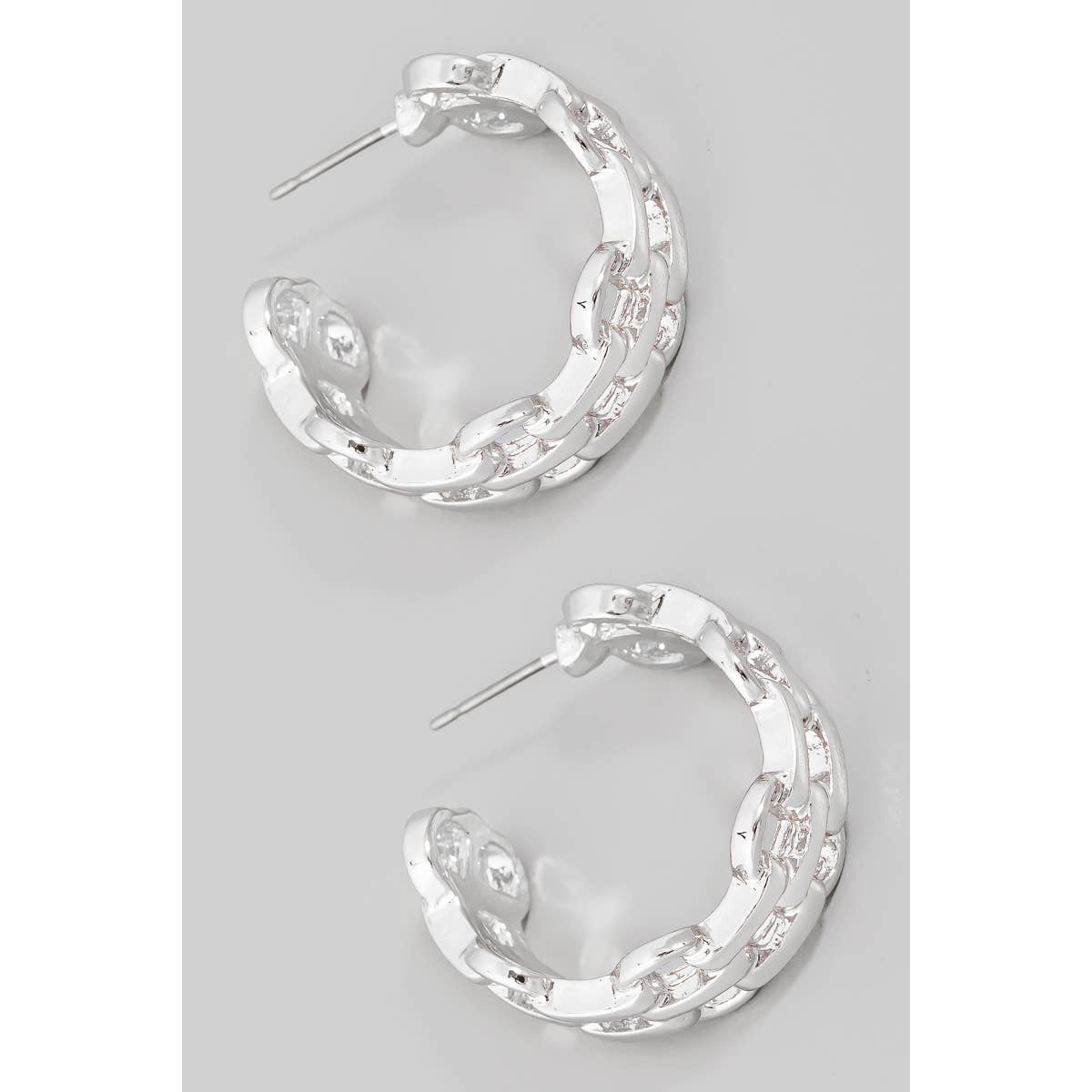 Solid Metallic Chain Hoop Earrings: GD