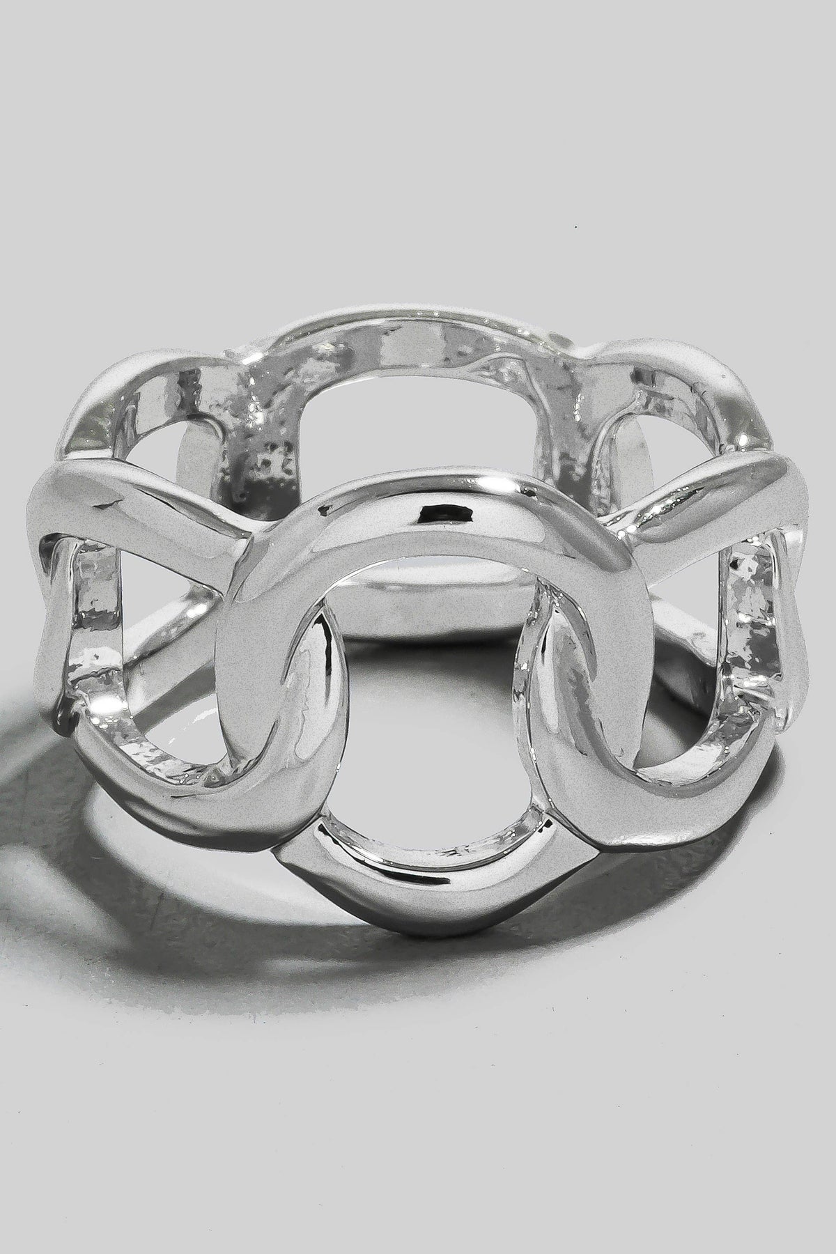 Wide Metallic Solid Chain Band Ring: G