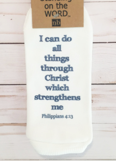 MEN's- Indigo with Verse:Philippians 4:13 I can do all things Socks