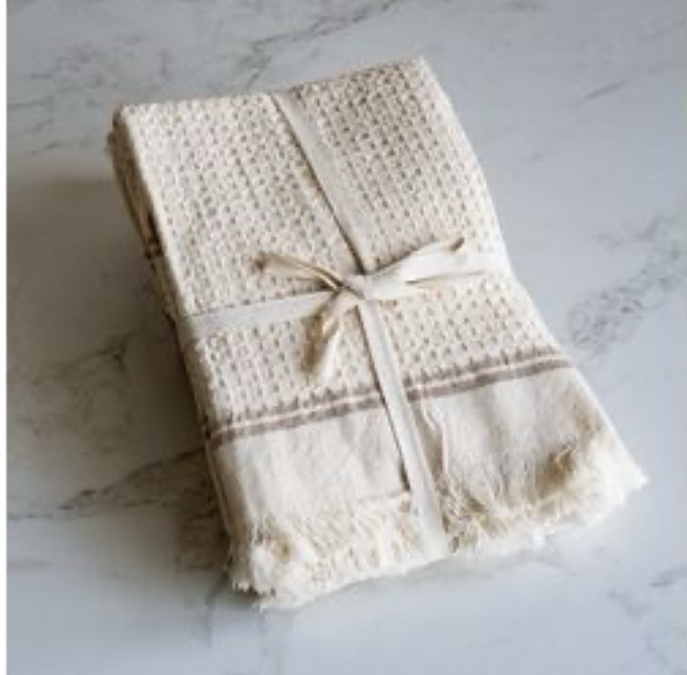 Waffle Brown Stripe Towel