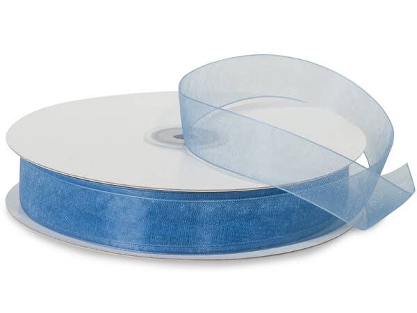 Sheer Organza Gift Packaging Ribbon: Denim Blue, 1 Pack, 7/8"x100 yards