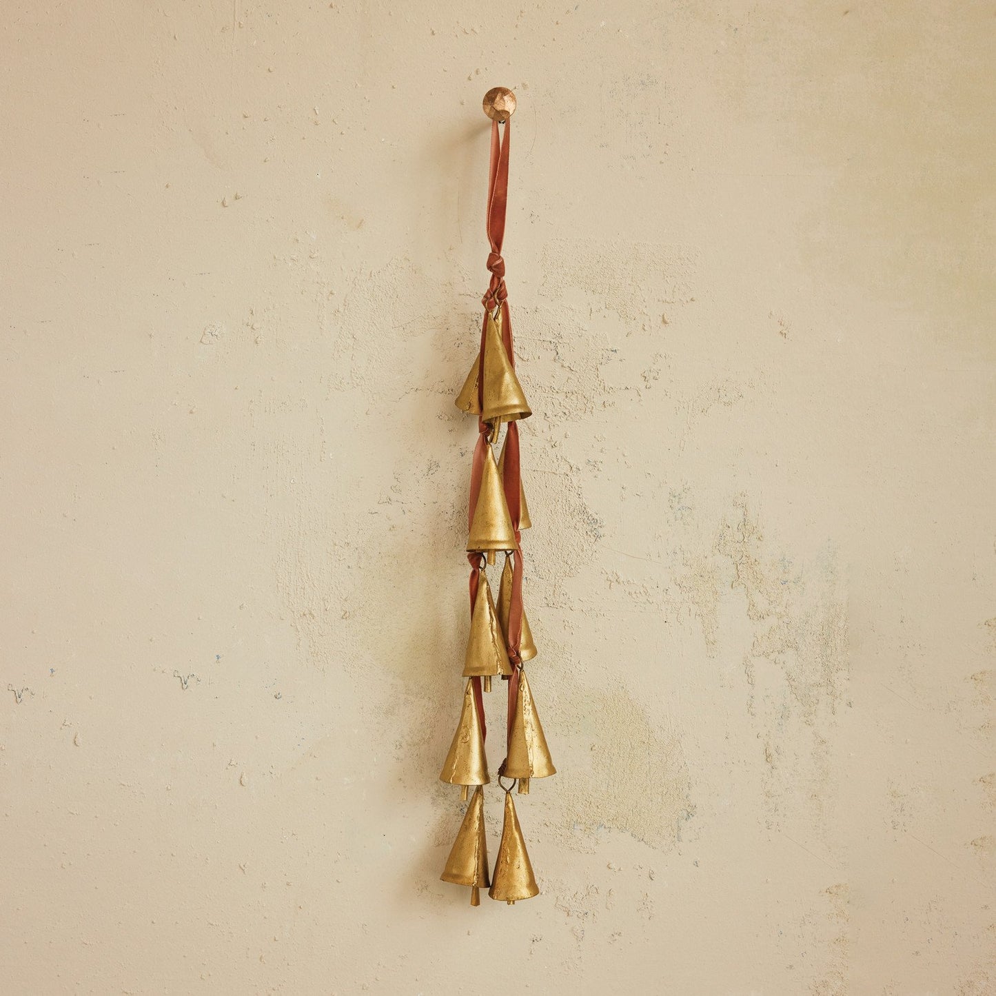 Velvet Ribbon Door Hanger with 10 Cone Shaped Bells