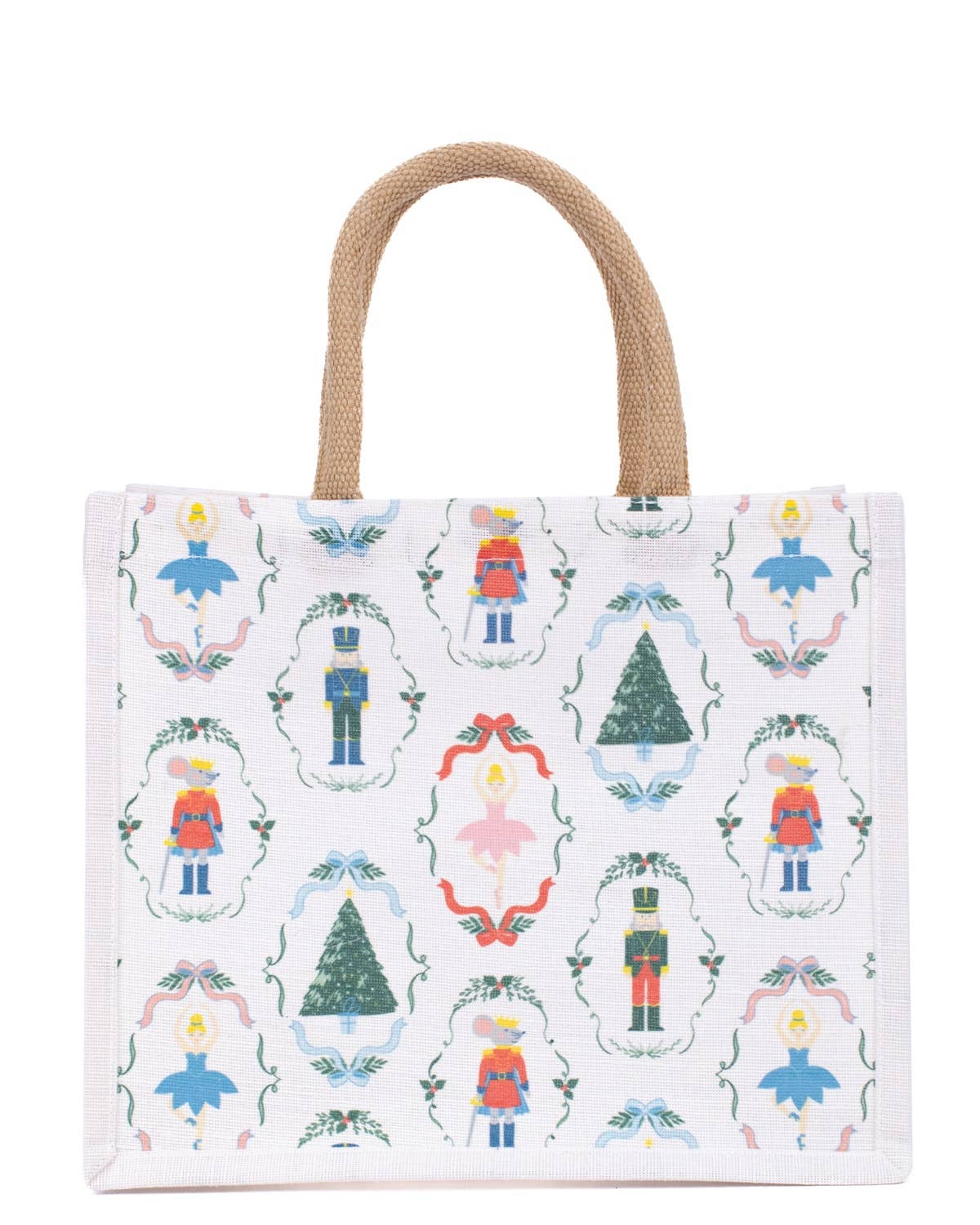 Nutcracker Waltz Juco Gift Tote | White/Multi | 12x10x8
