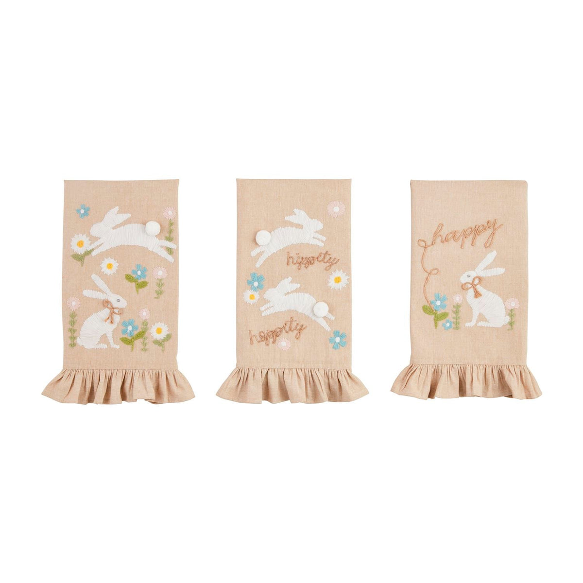 Bunny Embroidered Ruffle Towel