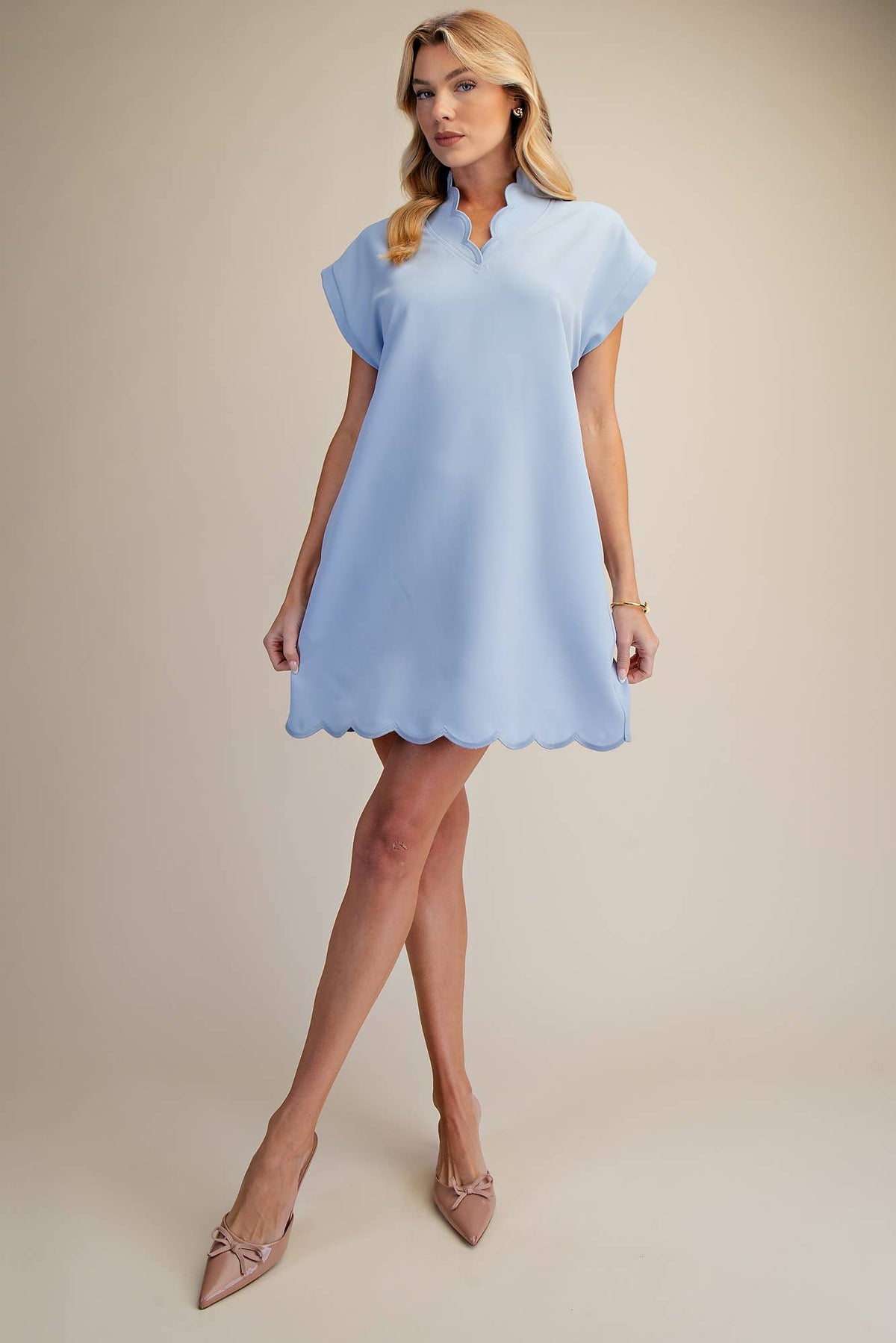 Scalloped in Style Dress – Blue